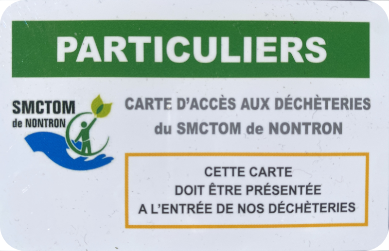 image d'une carte d'accès à la déchetterie du SMCTOM de Nontron pour les particuliers